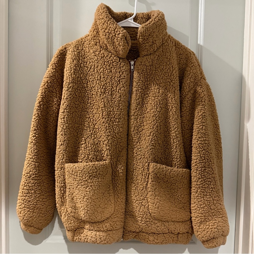 SHEIN Brown Oversized Teddy Bear Jacket